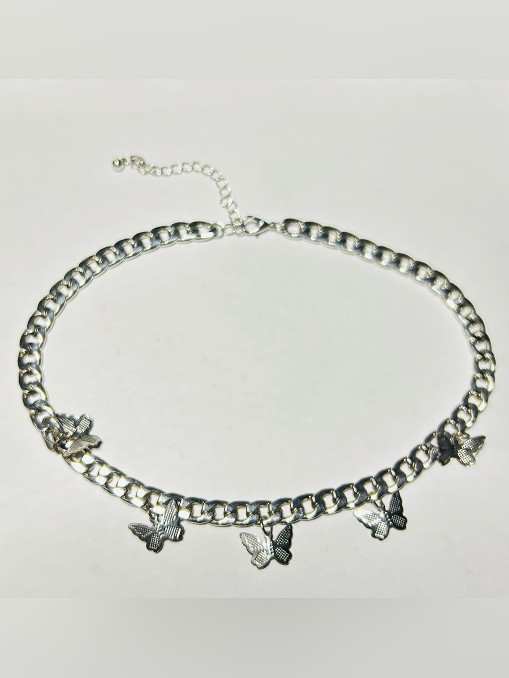 Claire's Silver Tone Butterfly Charm Chain Necklace